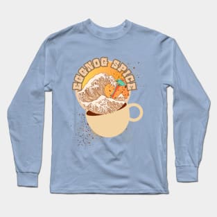 Great Wave of Eggnog Spice. Holiday Coffee Tsunami Cascadia Style Long Sleeve T-Shirt